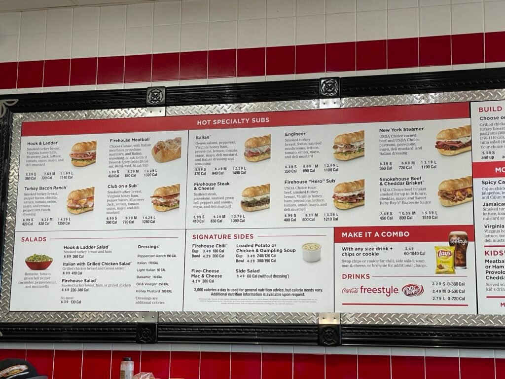 firehouse subs menu